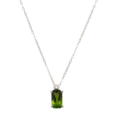 Platinum Green Zircon With Diamond Accents Pendant Necklace