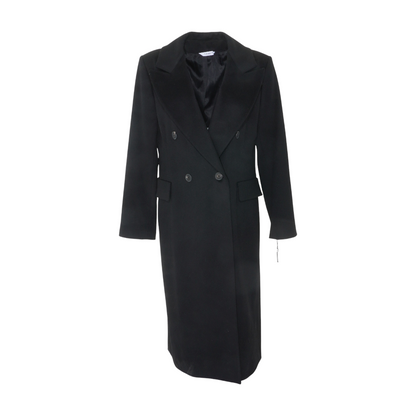 Black Double-Breasted Cashmere and Wool Blend Coat