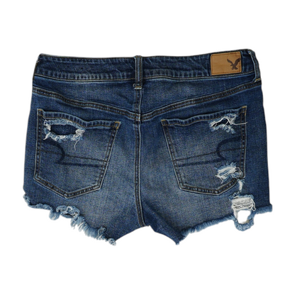 Blue Solid Denim Shorts