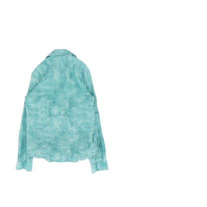 Blue Solid Long Sleeve Button Down