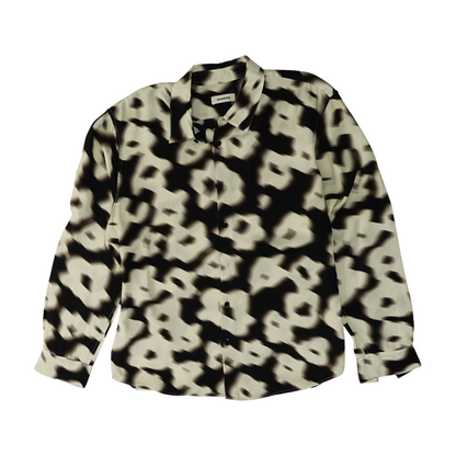 Beige Print Long Sleeve Button Down