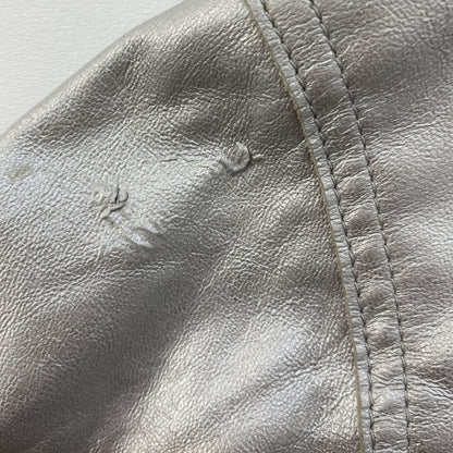 Vintage Silver Solid Leather Jacket