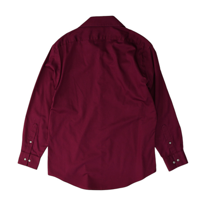 Burgundy Solid Long Sleeve Button Down