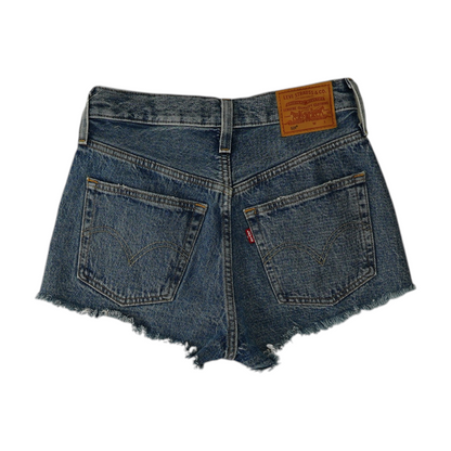 Blue Solid Denim Shorts