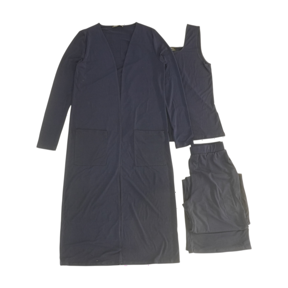 Navy Solid Pant Set