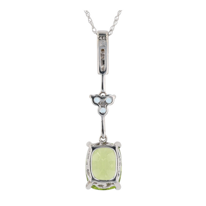 14K White Gold Peridot Pendant Necklace