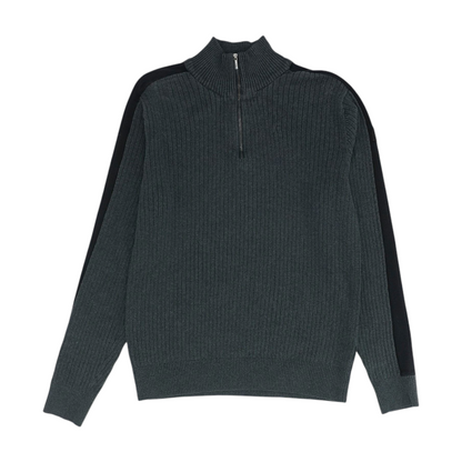 Gray Solid 1/4 Zip Sweater