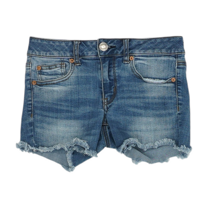 Blue Solid Denim Shorts