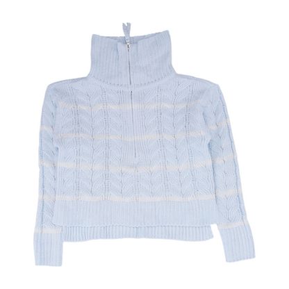 Blue Striped 1/4 Zip Sweater