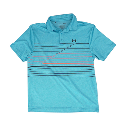 Blue Striped Short Sleeve Polo