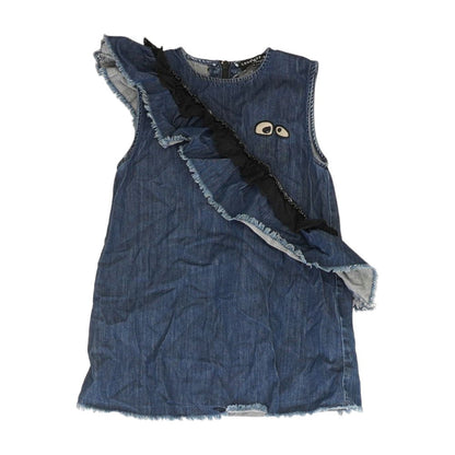 Blue Solid Midi Dress
