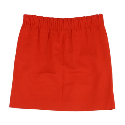 Red Solid Midi Skirt