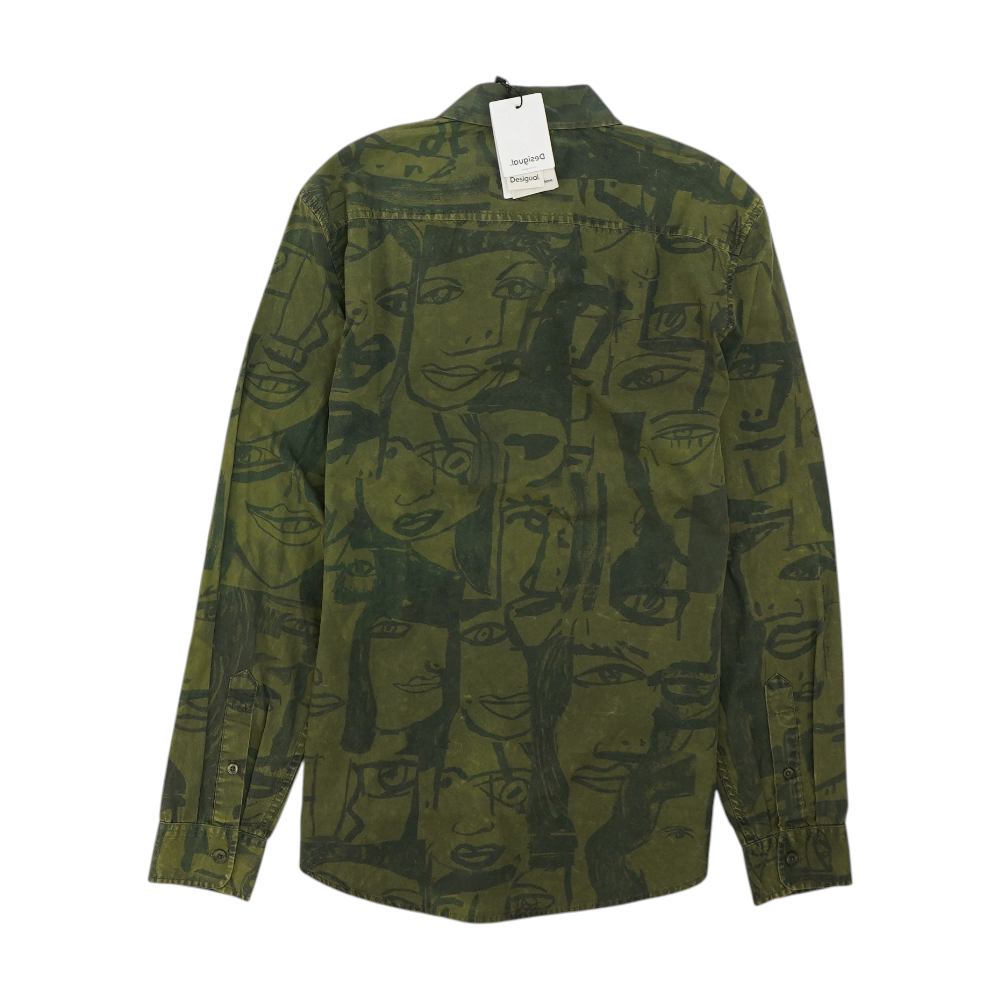 Green Graphic Long Sleeve Button Down