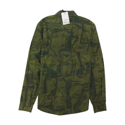 Green Graphic Long Sleeve Button Down