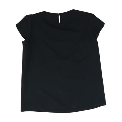 Black Solid Short Sleeve Blouse