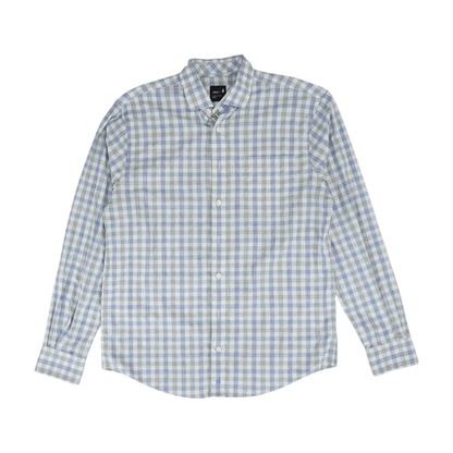 White Plaid Long Sleeve Button Down