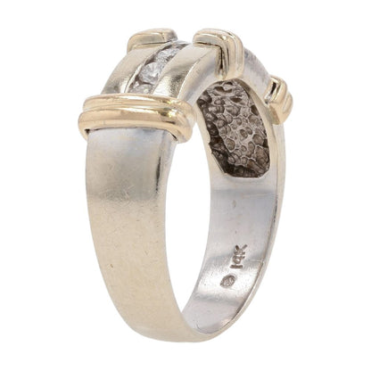 1/3 Ct 14K Two Tone Gold Channel Set Round Diamond Band