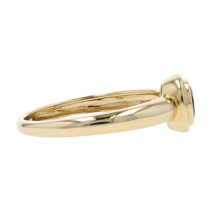 3/8 Ct 14K Gold Bezel Set Oval Sapphire Stackable Ring