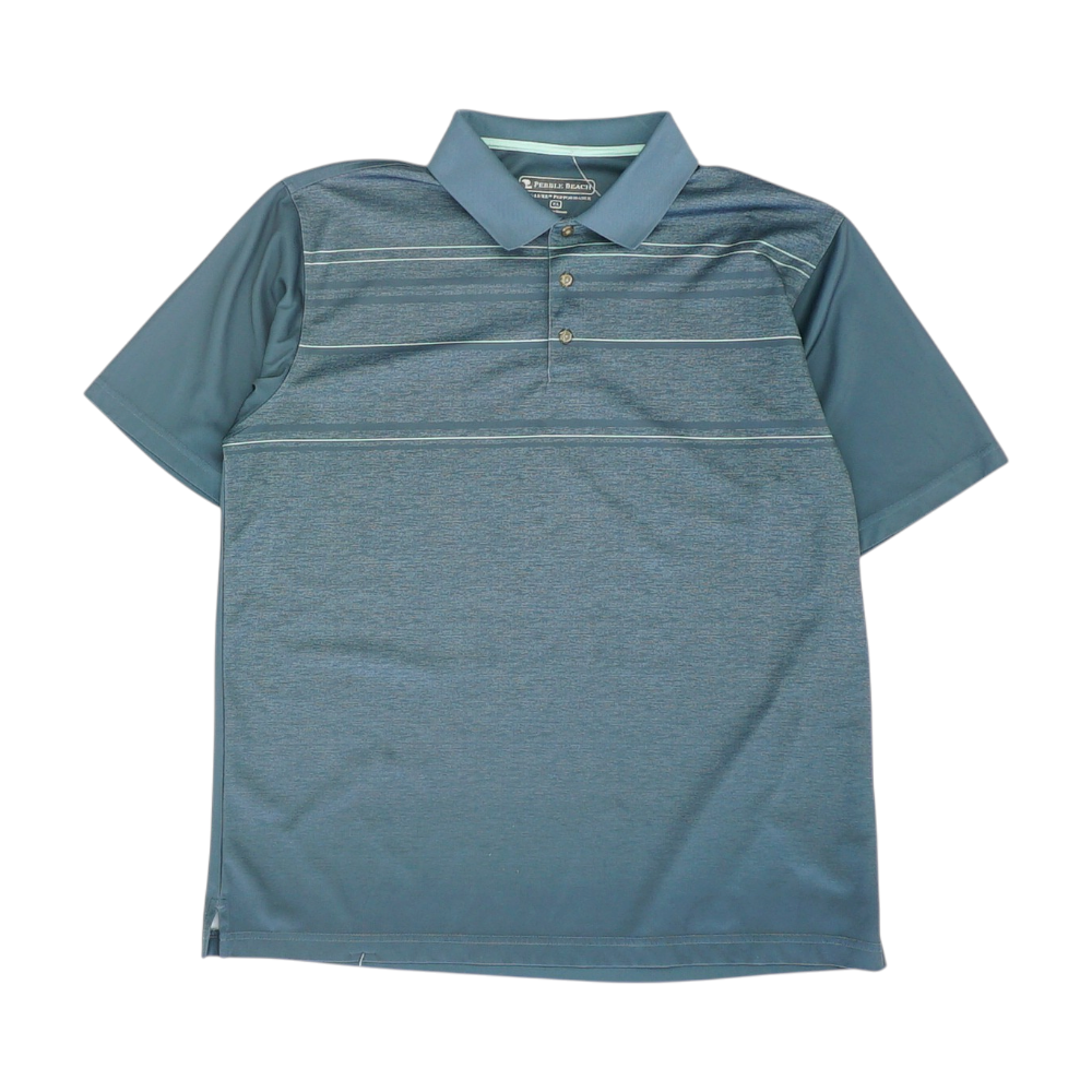 Gray Striped Short Sleeve Polo