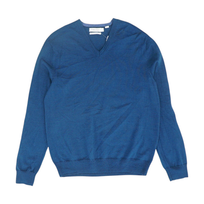 Blue Solid Pullover Sweater