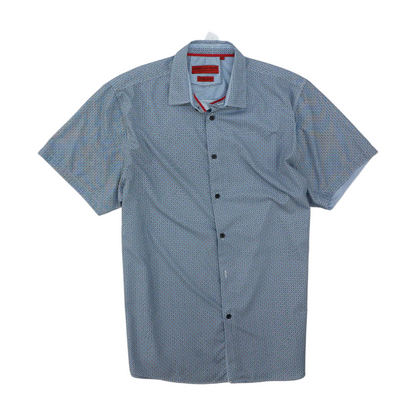 Blue Abstract Short Sleeve Button Down