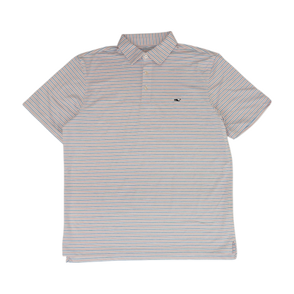 White Striped Short Sleeve Polo