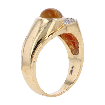14K Two-Tone Gold Brown Stone Fashion Ring