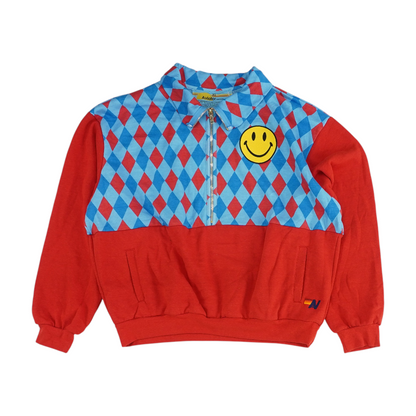 Blue Check 1/4 Zip Pullover