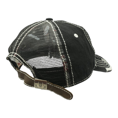 Distressed Black Supreme X True Religion 6-Panel Ball Cap