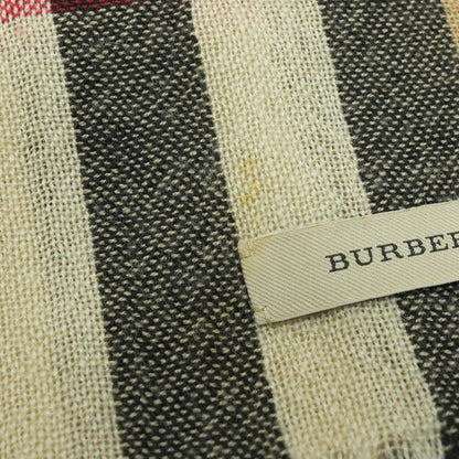 Wide Check Wool Silk Scarf in Archive Beige