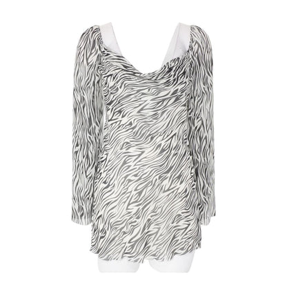 Beige Animal Print Mini Dress
