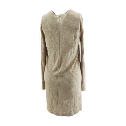 Beige Solid Cardigan Sweater
