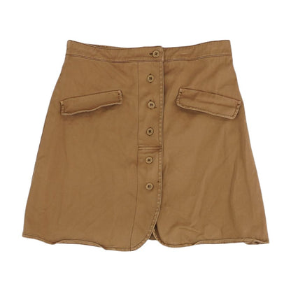 Brown Solid Midi Skirt
