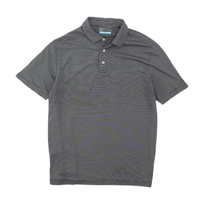 Navy Striped Short Sleeve Polo