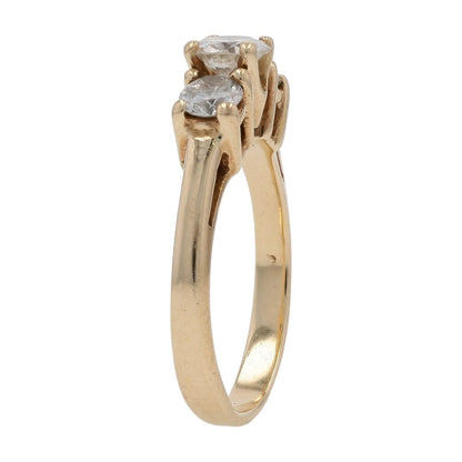 7/8 Ct 14K Gold Round Three Diamond Engagement Ring