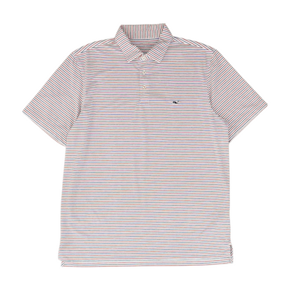 White Striped Short Sleeve Polo