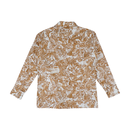Vintage Brown Graphic Long Sleeve Button Down