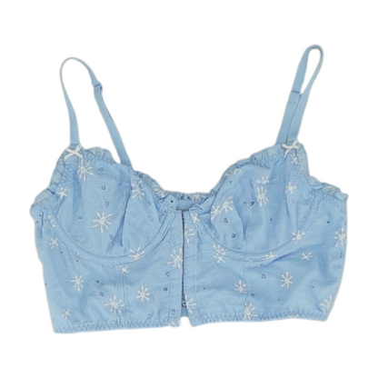 Blue Floral Cropped Blouse