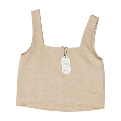 Beige Solid Sleeveless Blouse