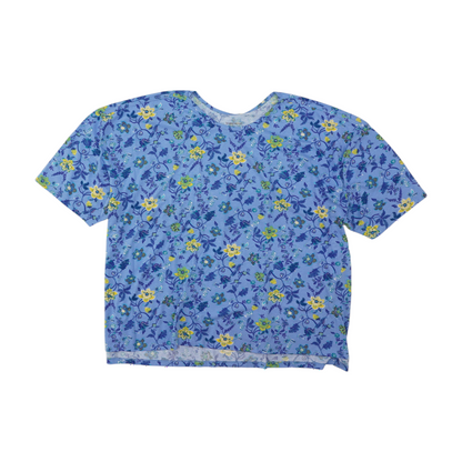 Blue Plus Size Floral Blouse
