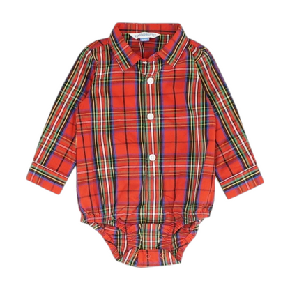 Red Plaid Onesie Button Down
