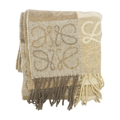 Checkerboard Pattern Anagram Wool and Cashmere Scarf