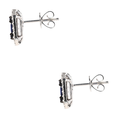 9/10 ctw 14K White Gold Sapphire Stud Earrings