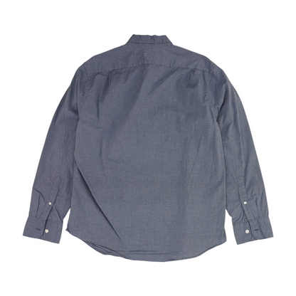 Blue Solid Long Sleeve Button Down