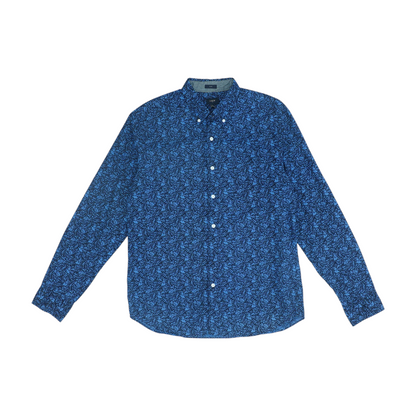 Blue Floral Long Sleeve Button Down
