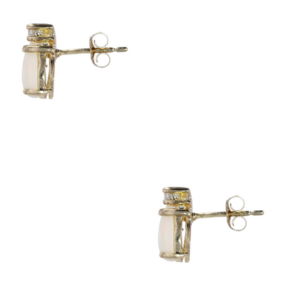 14K Yellow Gold Opal Stud Earrings