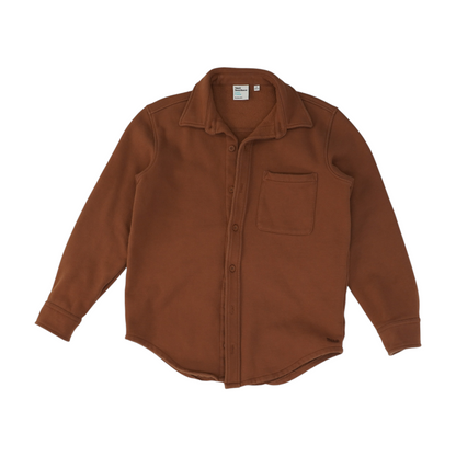 Brown Solid Flannel Button Down