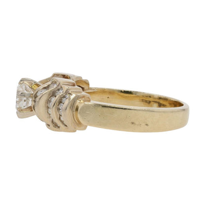 1 Ct 14K Gold Round Center Diamond Vintage Engagement Style Ring