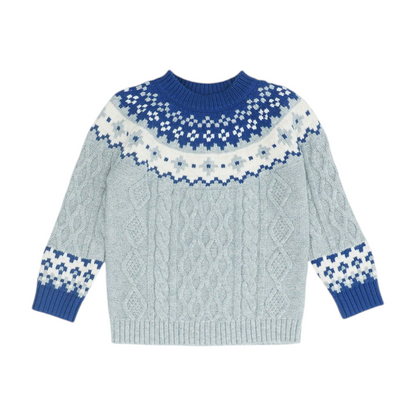 Blue Abstract Pullover Sweater