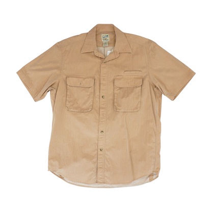 Orange Solid Short Sleeve Button Down